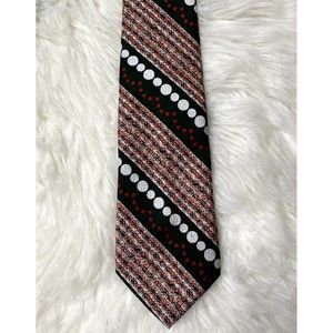 DON LOPER of California 70s Polyester Tie Orange Green Circles EUC